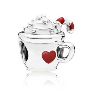 Pandora Christmas Holiday Hot Cocoa Chocolate with Red Hearts ❤️ Bracelet Charm